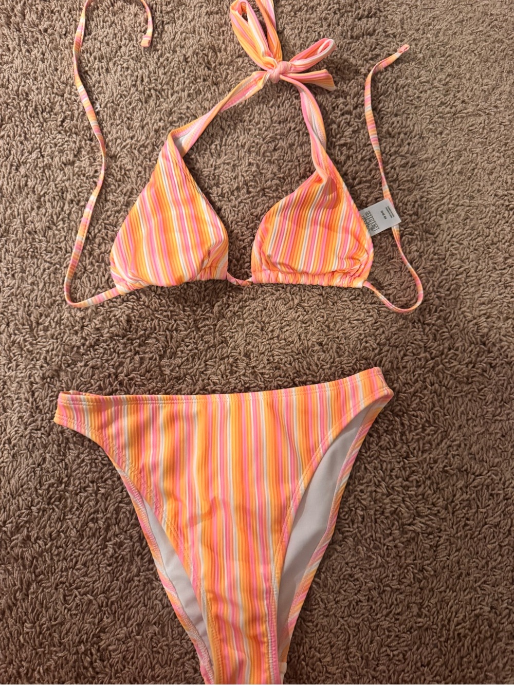 Target Pink and Orange Striped Bikini Two-Piece